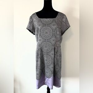 Vintage Y2K The Limited Black White Paisley Print Lavender Hem Cap Dress Size 14